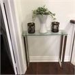 Carolina Clear Glass Top Console Table With Sleek Sled Design Chrome Metal Leg