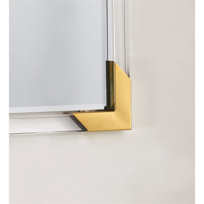 Plata Import Malik Acrylic Gold Rectangular Wall Mirror