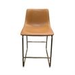 Plata Import Faux Leather Bar Stools Tan Seat with Gold Metal Base (Set of 2)