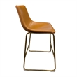 Plata Import Faux Leather Bar Stools Tan Seat with Gold Metal Base (Set of 2)