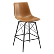 Axis Modern Swivel Counter Stools - Tan Faux Leather Upholstery (Set of 2)
