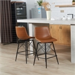 Axis Modern Swivel Counter Stools - Tan Faux Leather Upholstery (Set of 2)
