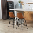 Axis Modern Swivel Counter Stools - Tan Faux Leather Upholstery (Set of 2)