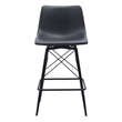 Axis Modern Swivel Counter Stools - Black Faux Leather Upholstery (Set of 2)