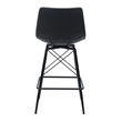 Axis Modern Swivel Counter Stools - Black Faux Leather Upholstery (Set of 2)