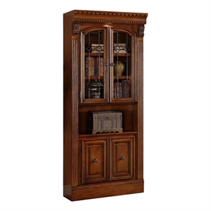 Parker House Huntington 32&quot Traditional Wood Glass Door Bookcase in Brown
