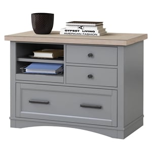 Parker House Americana Modern Wood Functional File with Power Center in Gray