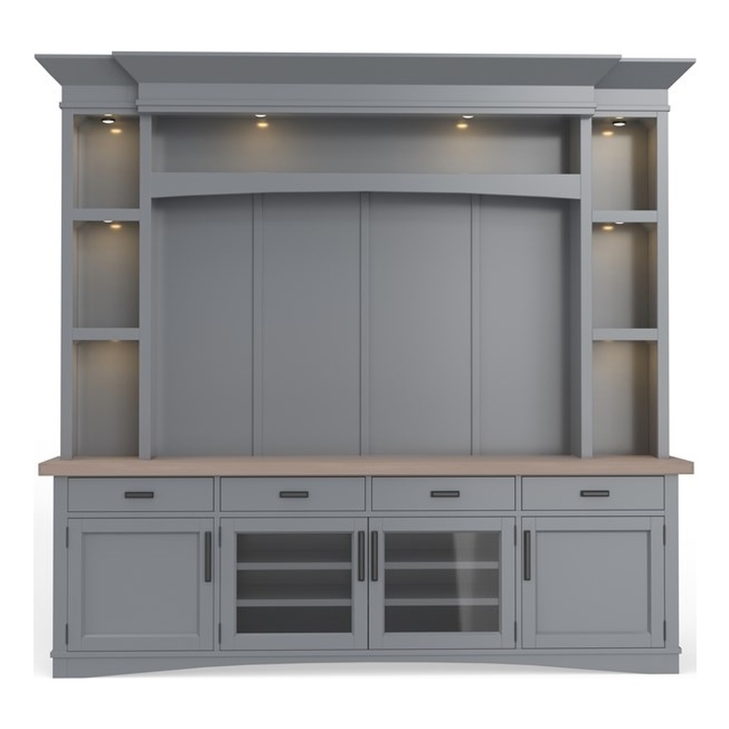 Parker House Americana Modern Wood TV Console with Hutch Back Panel in Gray