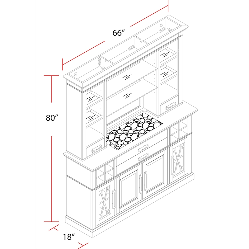 Parker House Sundance Wood Buffet and Hutch with Quartz Insert in Brown