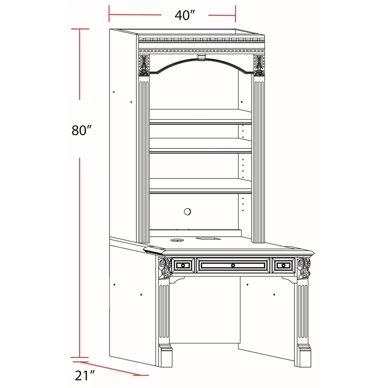 Parker House Huntington Traditional Wood Library Desk in Brown