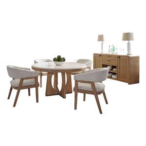 Parker House Escape 54&quot Round Table with buffet server & 4 barrel chairs