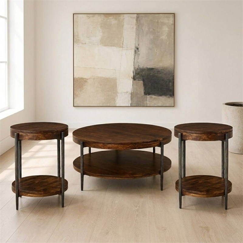 Parker House Bengal 41 Inch Round Cocktail Table with 2 End Tables