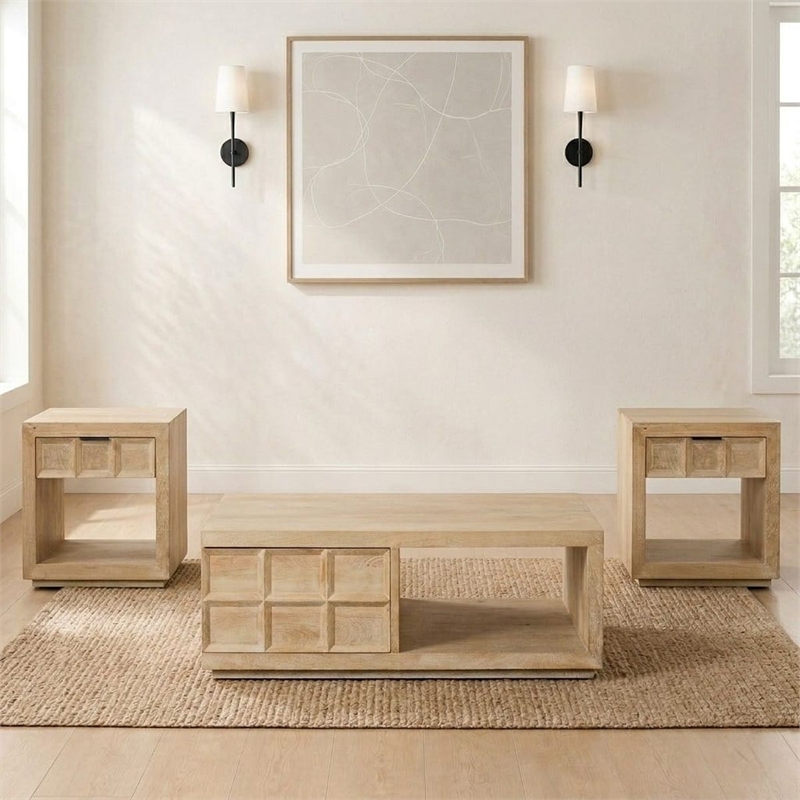Parker House Laguna Rectangular Storage Cocktail Table with 2 End Table