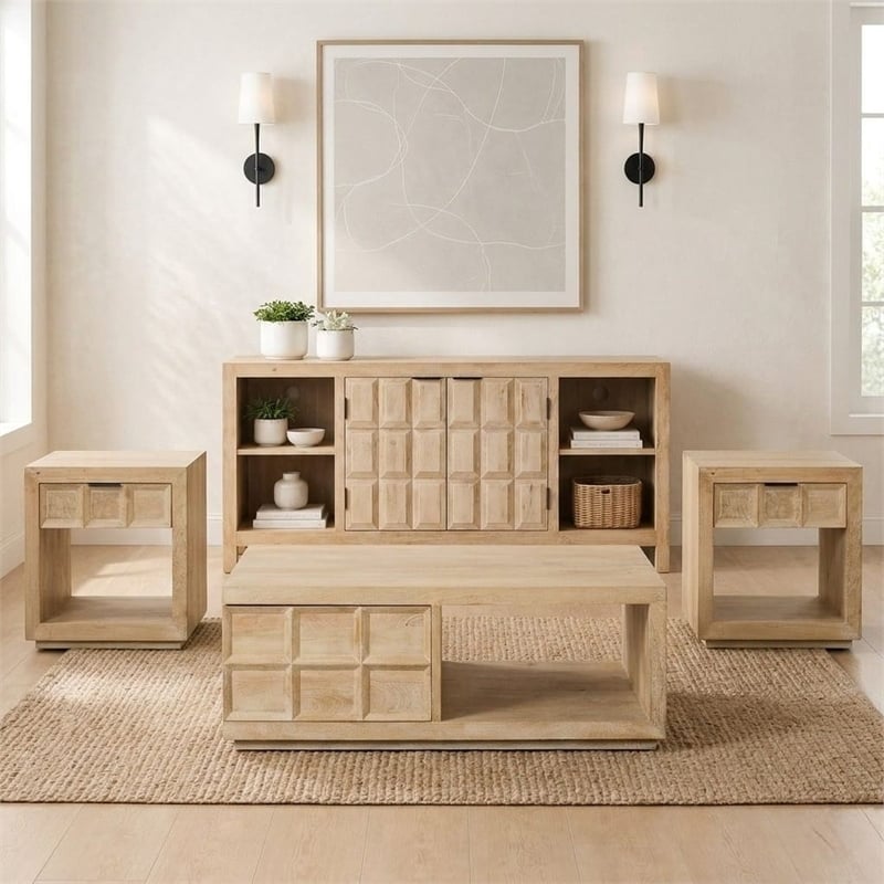 Parker House Laguna 64 Inch Console in Bleached Natural Finish