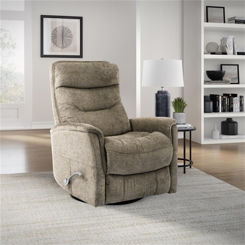 Parker Living Gemini Polyester Manual Swivel Glider Recliner in Heather Brown