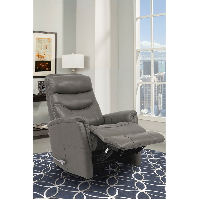 Parker Living Gemini Leather Manual Swivel Glider Recliner in Ice Gray