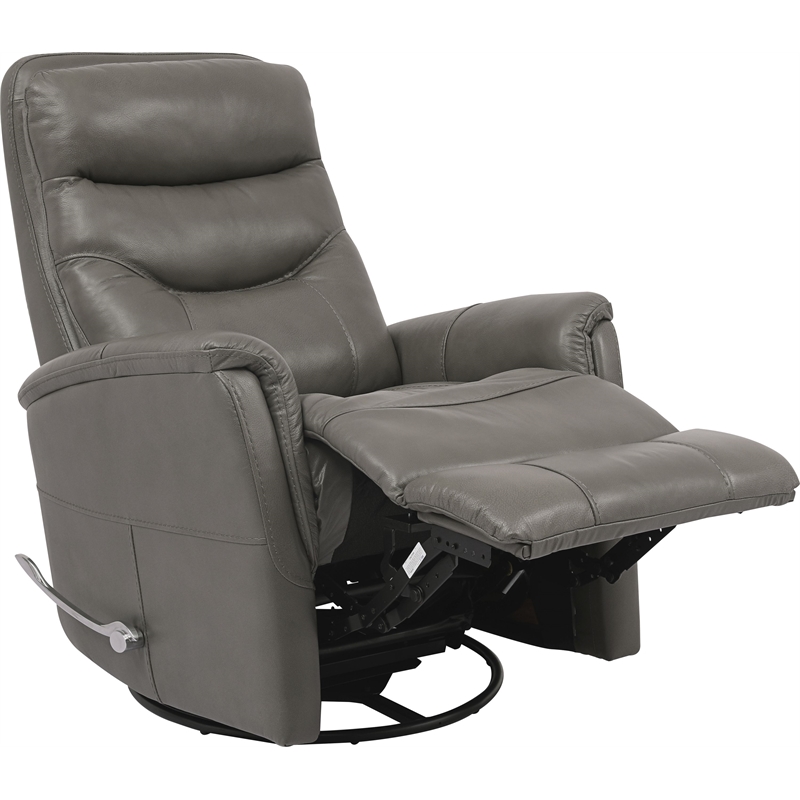 Parker Living Gemini Leather Manual Swivel Glider Recliner in Ice Gray
