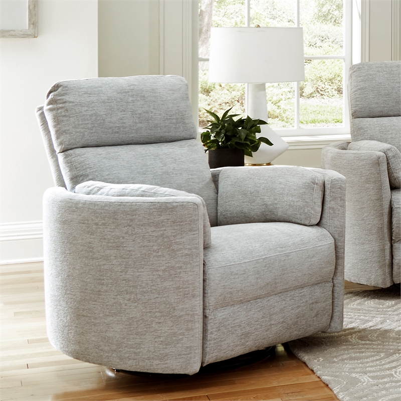 Parker Living Radius Polyester Power Swivel Glider Recliner in Mineral White