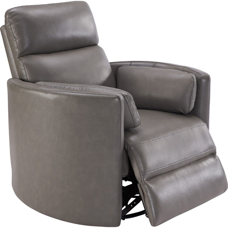 Parker Living Radius Leather Power Cordless Swivel Glider Recliner in Gray