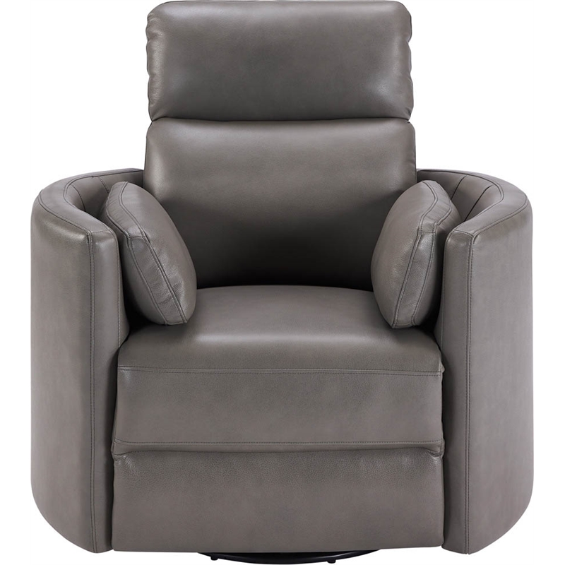 Parker Living Radius Leather Power Cordless Swivel Glider Recliner in Gray