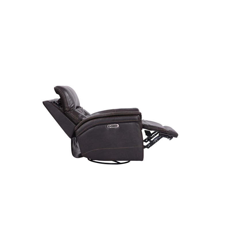 Parker Living Carnegie Leather Power Cordless Swivel Glider Recliner in Coffee