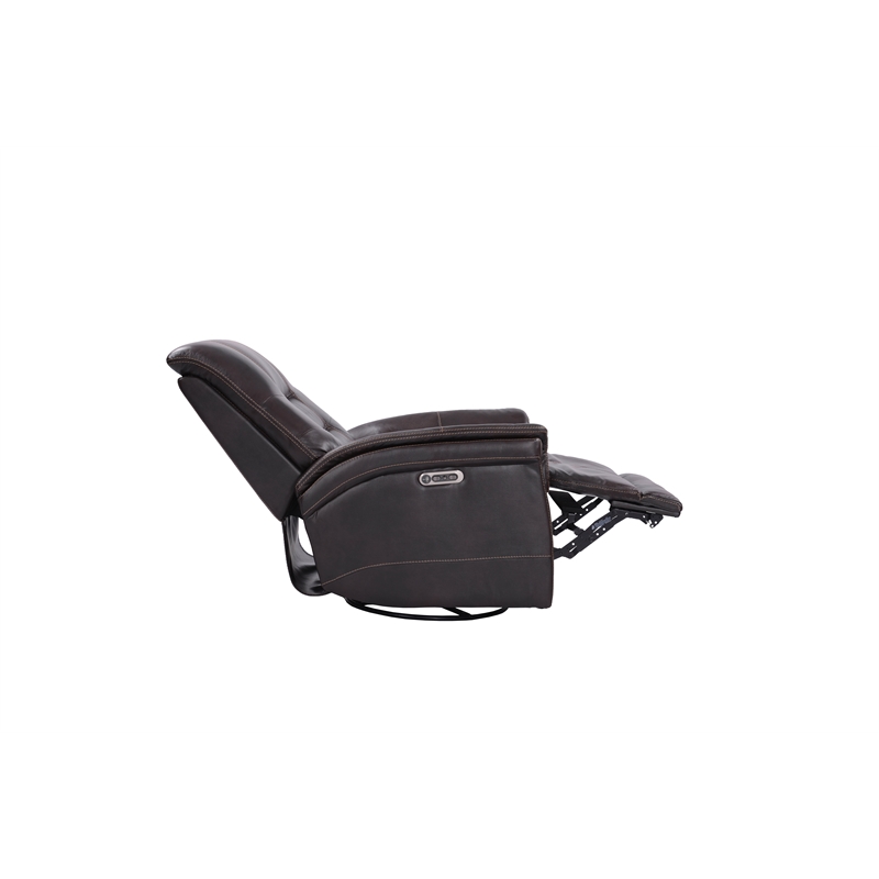 Parker Living Carnegie Leather Power Cordless Swivel Glider Recliner in Coffee