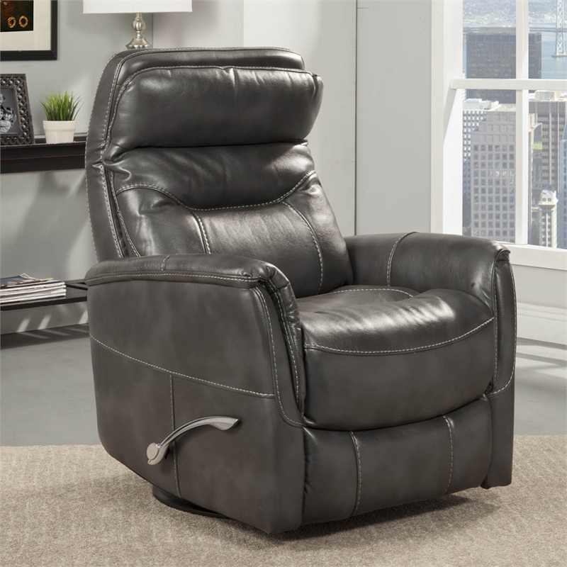 Parker Living Gemini Polyester Manual Swivel Glider Recliner in Flint Black