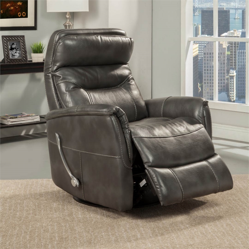 Parker Living Gemini Polyester Manual Swivel Glider Recliner in Flint Black