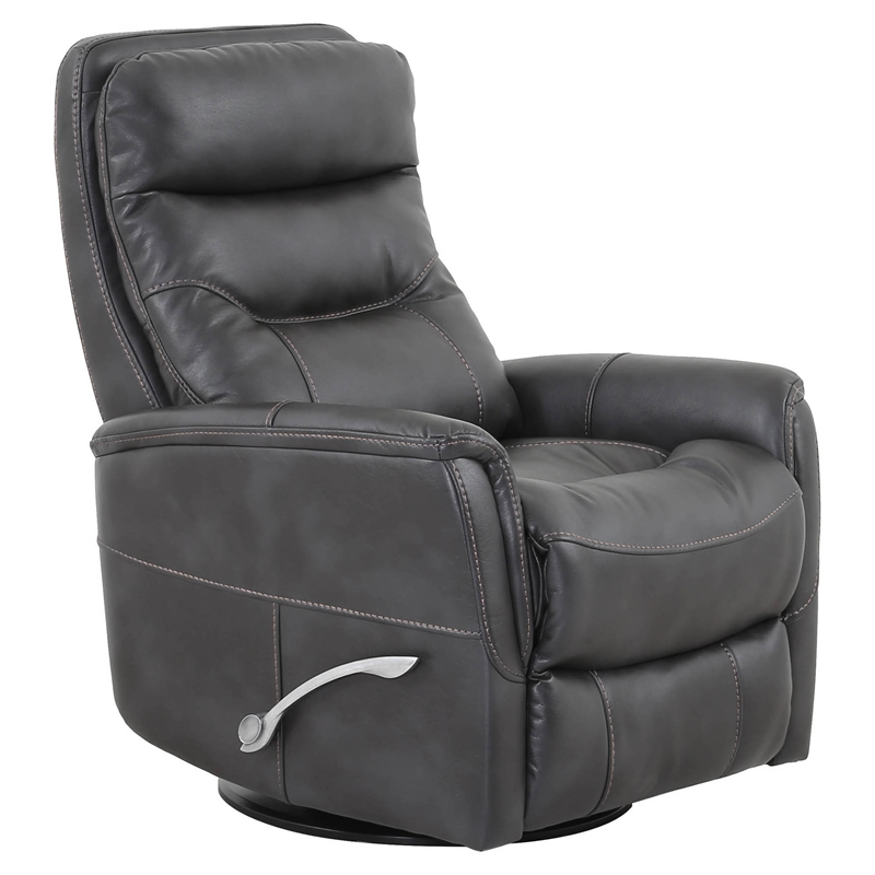 Parker Living Gemini Polyester Manual Swivel Glider Recliner in Flint Black