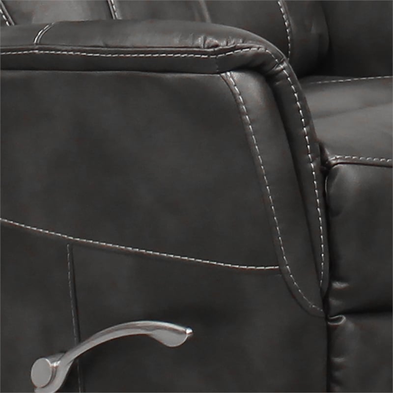 Parker Living Gemini Polyester Manual Swivel Glider Recliner in Flint Black