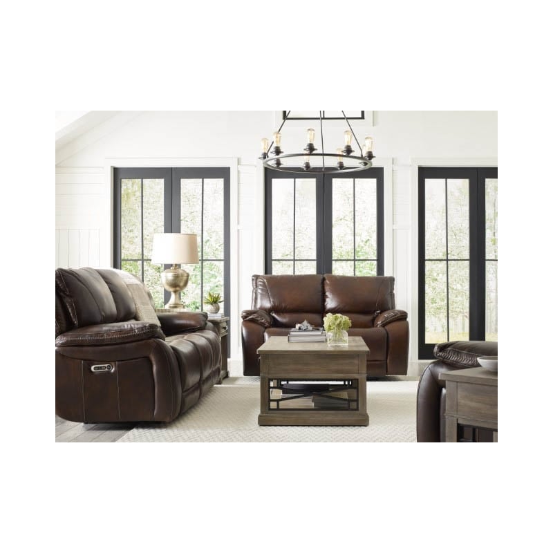Parker Living Vail Transitional Leather Power Loveseat in Burnt Sienna