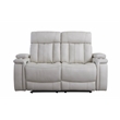 Parker Living Royce Leather Fabric Power Loveseat in Fantom Ivory White