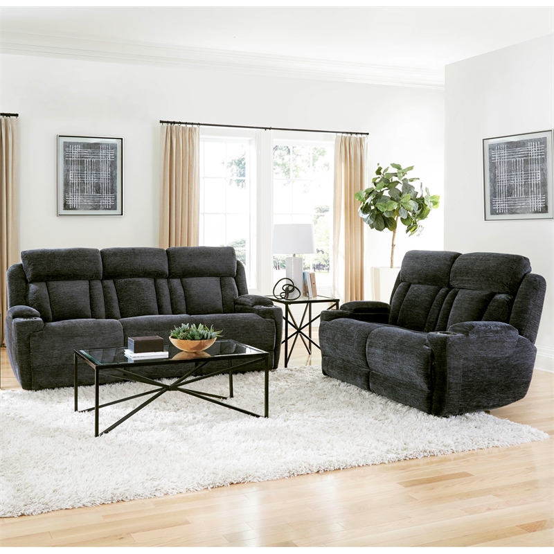 Parker Living Dalton Fabric Power Drop Down Console Sofa in Charcoal