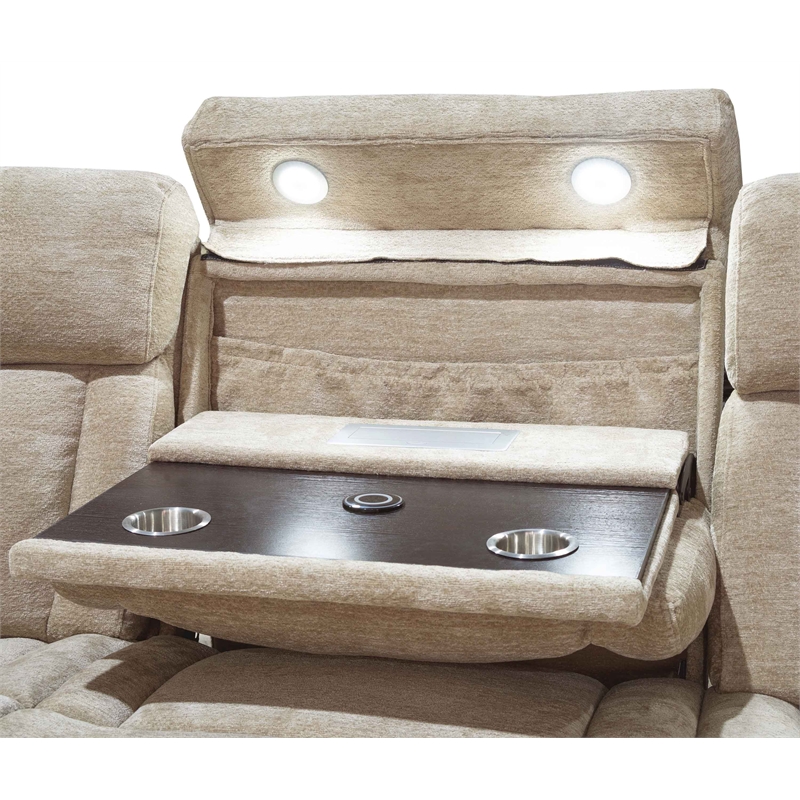 Parker Living Dalton - Lucky Fawn Fabric Power Console Sofa in Fossil Beige
