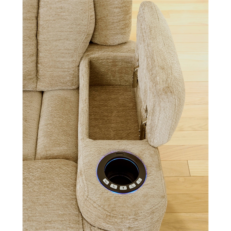 Parker Living Dalton - Lucky Fawn Fabric Power Console Sofa in Fossil Beige