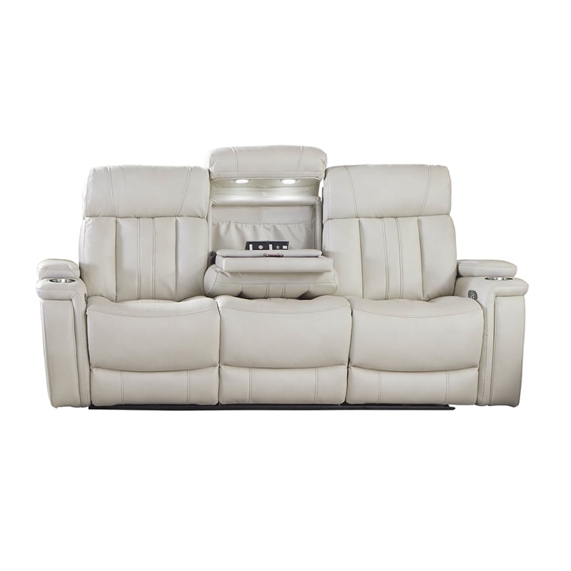 Parker Living Royce Fabric Power Drop Down Console Sofa in Fantom Ivory White