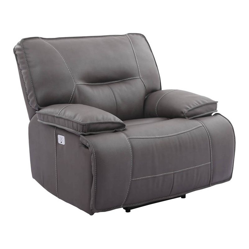 Parker Living Spartacus Fabric Power Recliner in Haze Gray Finish