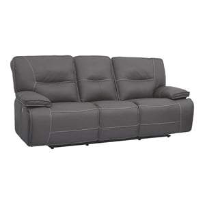Parker Living Spartacus 88&quotW Fabric Power Sofa in Haze Gray FInish