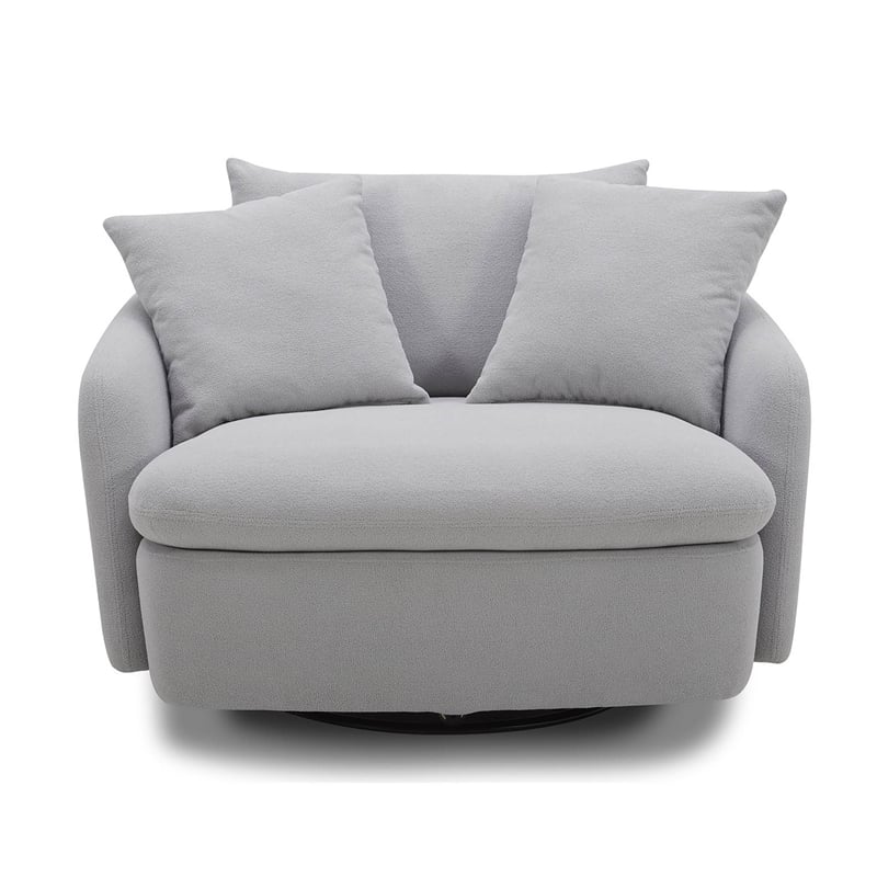 Parker Living Boomer Fabric Upholstered Swivel Chair with 2 Toss Pillows - Dove