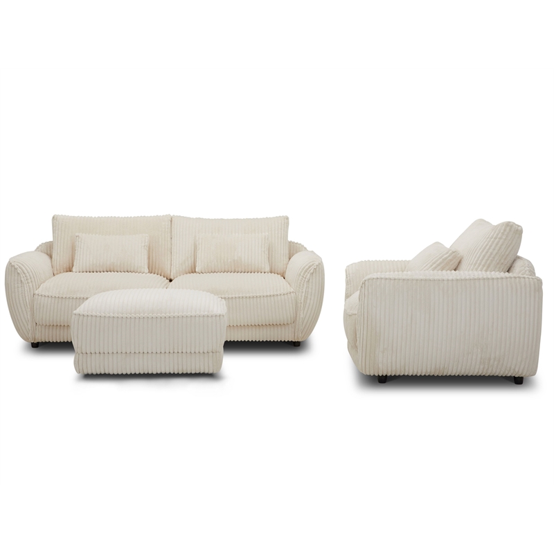 Parker Living Utopia Modern Fabric Chair and A Half with Lumbar Pillow in Ivory