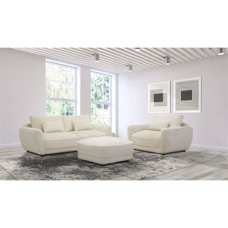 Parker Living Utopia Modern Fabric 2-Seat Sofa with Lumbar Pillow in Ivory
