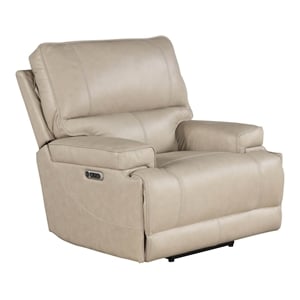 Parker Living Whitman Leather Power Cordless Recliner in Linen Fossil Beige