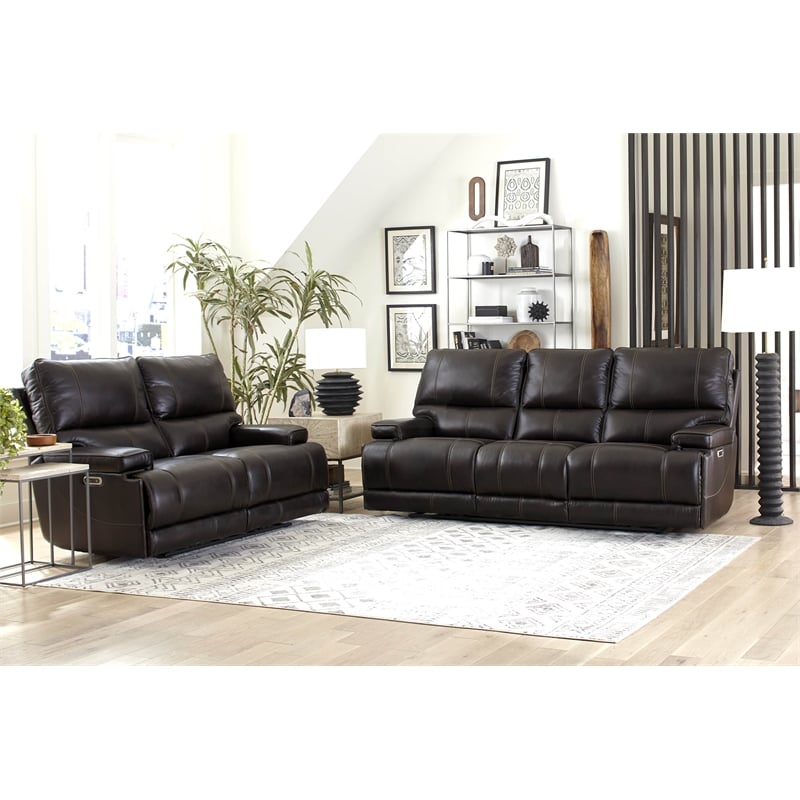 Parker Living Whitman Leather Power Cordless Loveseat in Verona Coffee Brown