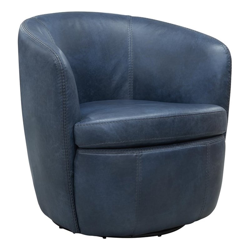 Parker Living Barolo - Vintage Navy All Italian Leather Swivel Club Chair