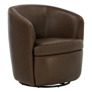 Parker Living Barolo - Vintage Brown All Italian Leather Swivel Club Chair