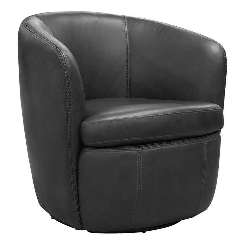 Parker Living Barolo - Vintage Slate All Italian Leather Swivel Club Chair