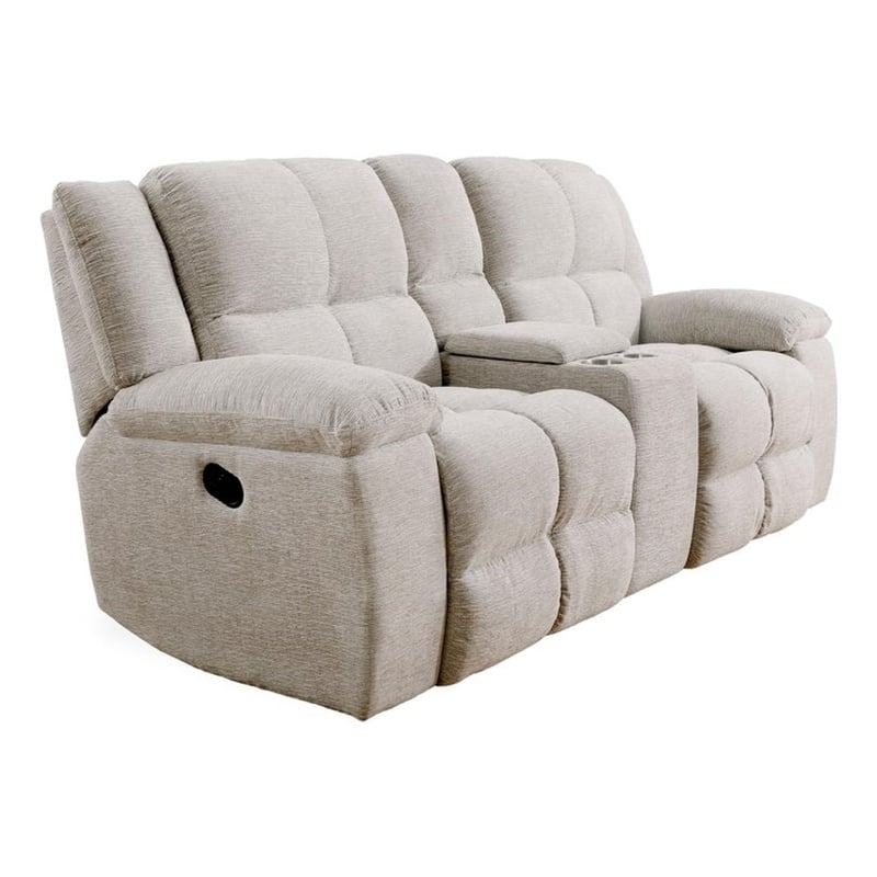 Parker Living Buster Modern Velvet/Fabric Reclining Console Loveseat in Taupe