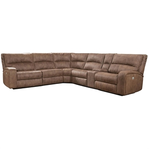 Parker Living Polaris Modern Fabric Power Reclining Sectional in Brown