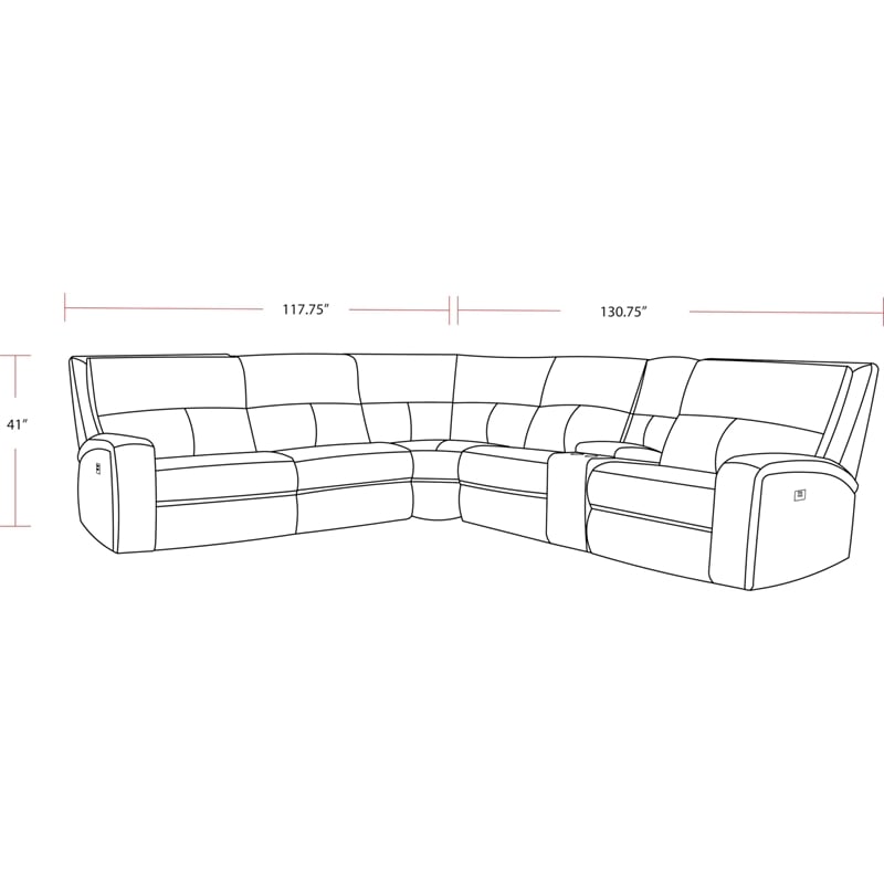 Parker Living Polaris Modern Fabric Power Reclining Sectional in Charcoal