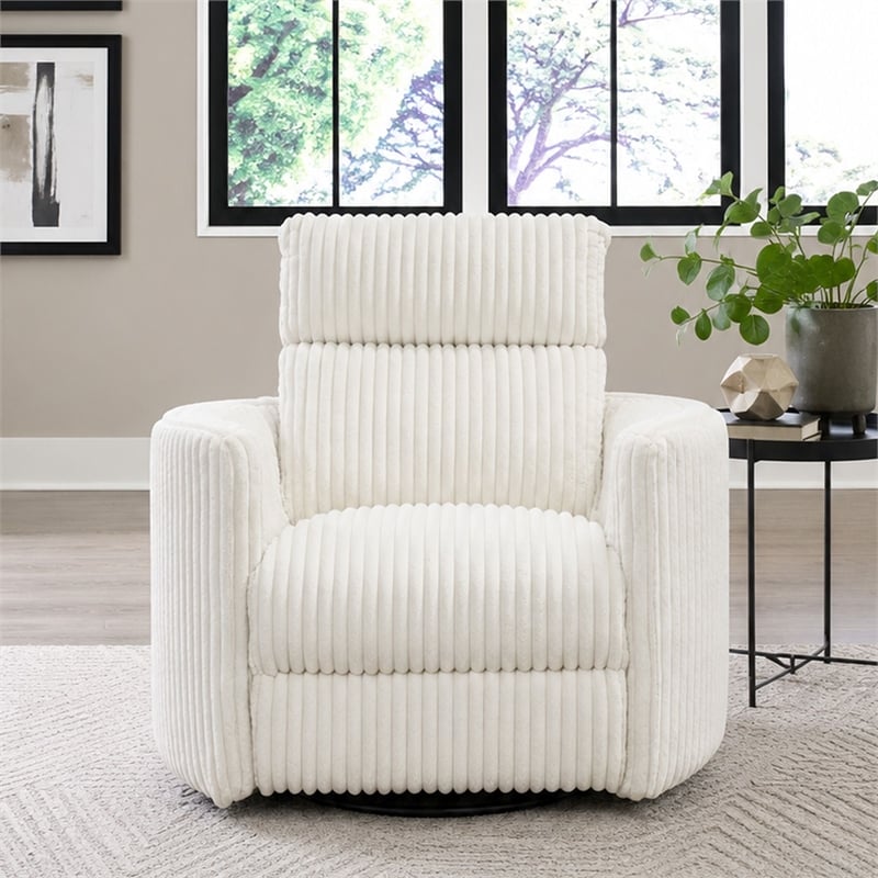 Parker Living Radius Modern Fabric Swivel Glider Recliner in Ivory